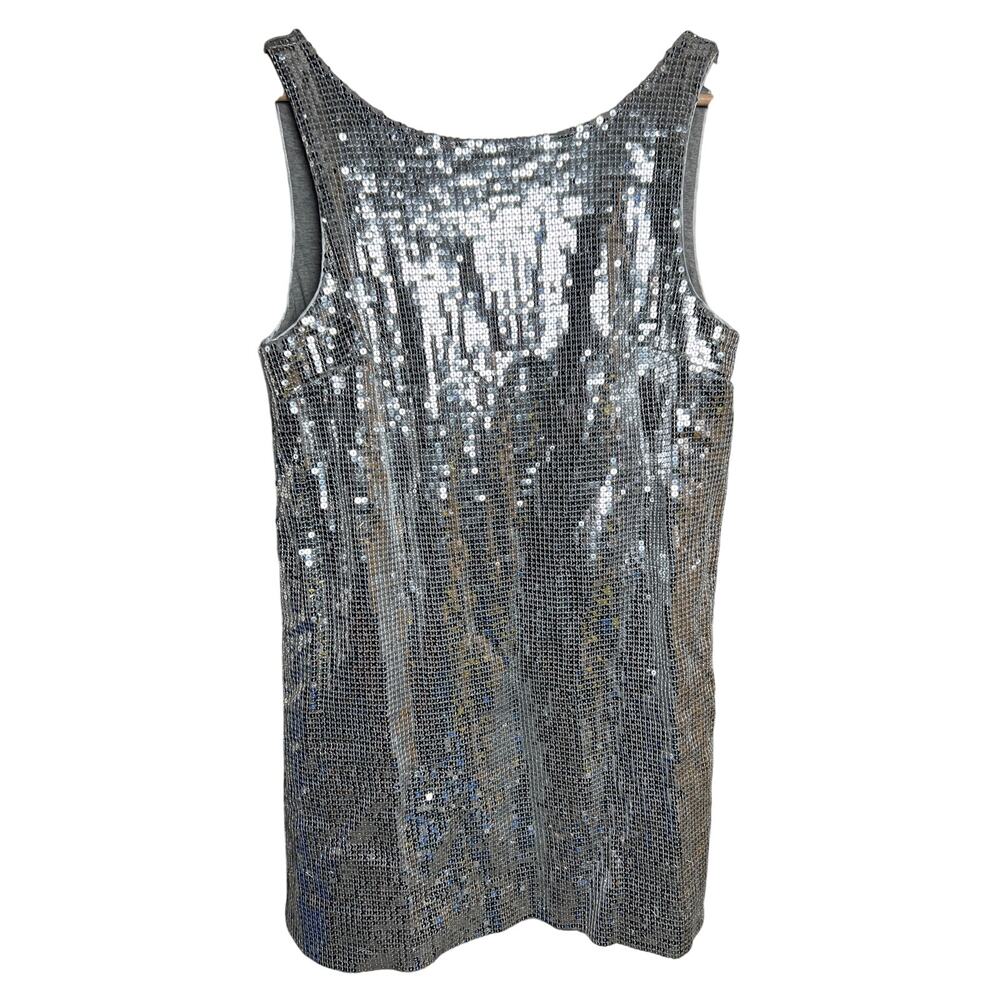 Y2K Sequin Silver Metallic 100% Cotton Tank Top *Dimensions In Picture* - Picture 2 of 5
